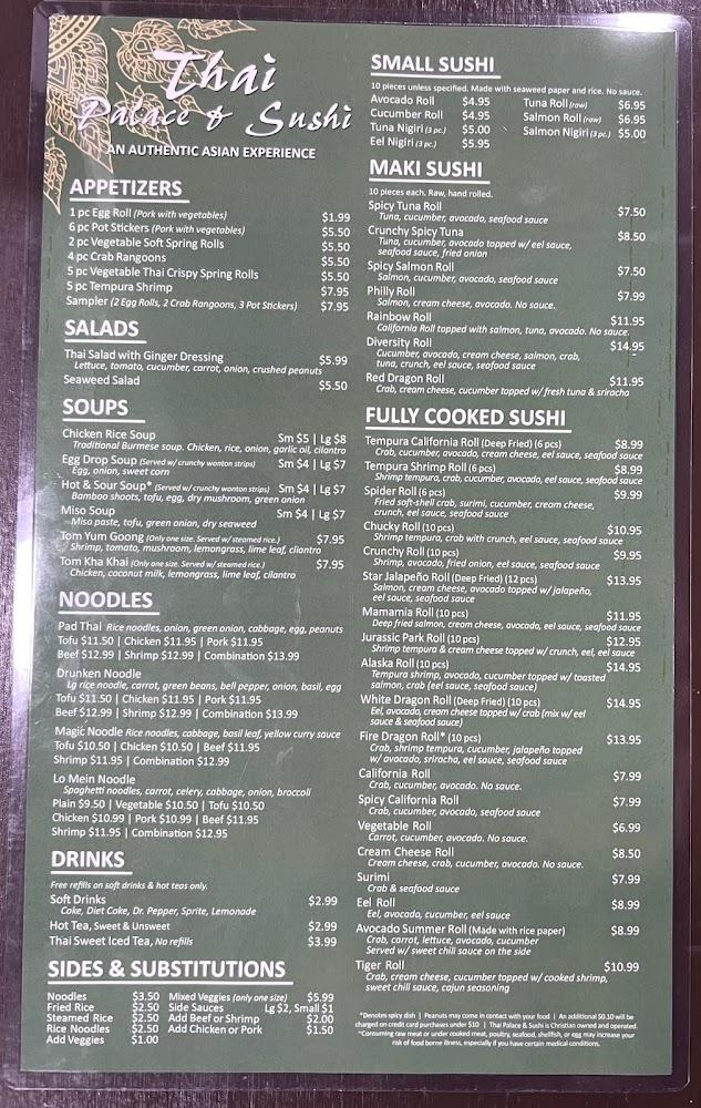 Thai Palace and Sushi Menu image 3